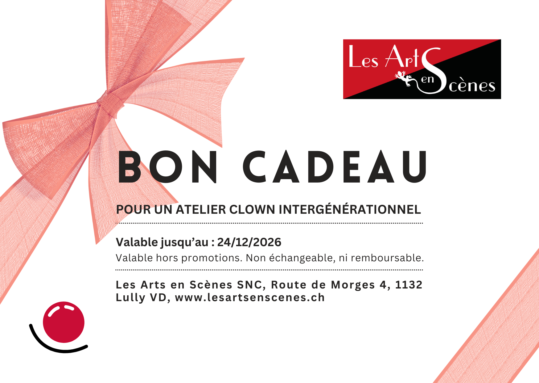 Bon cadeau clown — Les Arts en Scènes