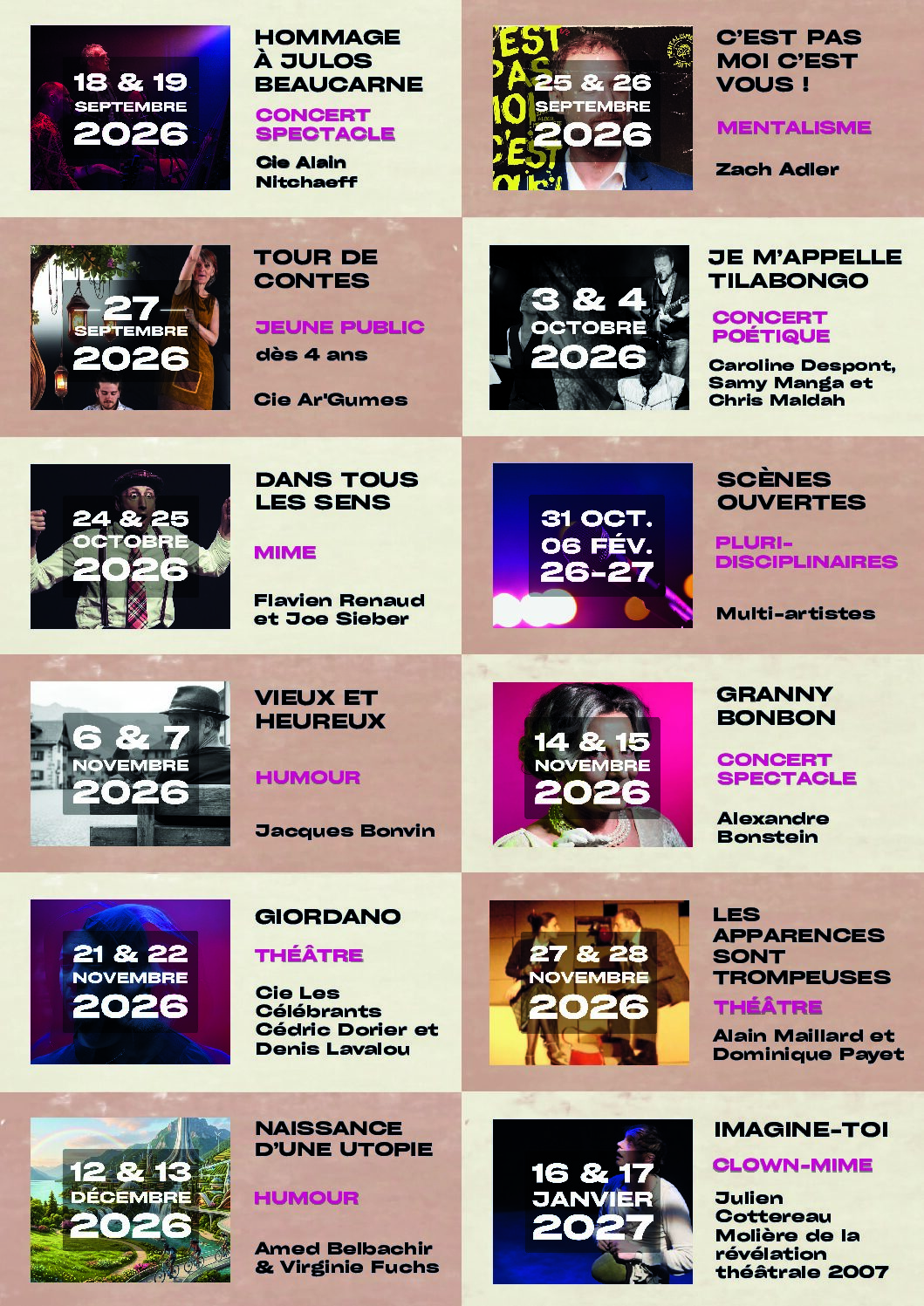 Deuxième page de la programmation 2026–2027